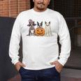 Spooky Ghost Boston Terrier Pumpkin Halloween Dog Lover Men's Long Sleeve T-Shirt, funny design