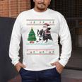 Xmas Tree Lighting Santa Riding Boston Terrier Christmas Men's Long Sleeve T-Shirt, funny design