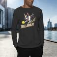 Ballaholic Boston Terrier Dog Chasing Bostie Ball Men's Long Sleeve T-Shirt, gift for family, gift for coworker