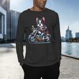 Biker Boston Terrier Dog Riding Motorbike Men's Long Sleeve T-Shirt, gift for family, gift for coworker