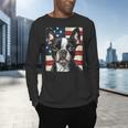 Boston Terrier Dog American Flag 4th Of July Patriotic Puppy Men's Long Sleeve T-Shirt, gift for family, gift for coworker