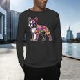 Boston Terrier Floral Dog Lover Vintage Distressed For Men Women Kids Men's Long Sleeve T-Shirt, gift for family, gift for coworker