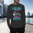 Boston Terrier This Girl Runs On Jesus And Boston Terriers Men's Long Sleeve T-Shirt, gift for family, gift for coworker