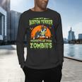 Boston Terrier Halloween Zombie American Gentleman Dog Lover Men's Long Sleeve T-Shirt, gift for family, gift for coworker