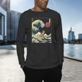 Boston Terrier Japanese Kanagawa Wave Surf Dog Men's Long Sleeve T-Shirt, gift for family, gift for coworker