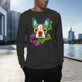 Boston Terrier In Red Day Of The Dead Sugar Skull Dog Men's Long Sleeve T-Shirt, gift for family, gift for coworker