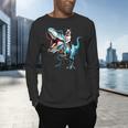 Boston Terrier Riding T-Rex Dinosaur Dog Lover Men's Long Sleeve T-Shirt, gift for family, gift for coworker