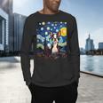 Boston Terrier Starry Night Van Gogh Art Men's Long Sleeve T-Shirt, gift for family, gift for coworker