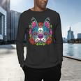 Boston Terrier Sugar Skull Dog Day Of The Dead Men's Long Sleeve T-Shirt, gift for family, gift for coworker
