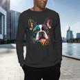 Cute Boston Terrier Puppy Dog Art Lover Unique Painting For Men Women Kids Men's Long Sleeve T-Shirt, gift for family, gift for coworker