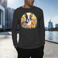 Cute Boston Terrier Spring Flower Garden Colorful Puppy Dog Men's Long Sleeve T-Shirt, gift for family, gift for coworker