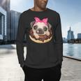 Cute Pug Shirt Donut Girls Dog Men's Long Sleeve T-Shirt, gift for family, gift for coworker