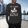 Just a Woman Who Loves Her Boston Terrier Cute Dog Mom Men's Long Sleeve T-Shirt, gift for family, gift for coworker