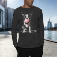 Vintage Boston Terrier Blowing Bubble Gum American Gentleman Men's Long Sleeve T-Shirt, gift for family, gift for coworker