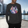 Watercolor Floral Boston Terrier Mama Dog Lover Mother's Day Men's Long Sleeve T-Shirt, gift for family, gift for coworker
