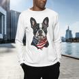 Boston Terrier American Flag Men's Long Sleeve T-Shirt, gift for family, gift for coworker