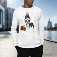 Boston Terrier Christmas T Shirt-Life Is Merrier Premium Tri-Blend Men's Long Sleeve T-Shirt, gift for family, gift for coworker