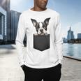 Boston Terrier Dog Puppy Dog In Pocket Cute Pet Lover Men's Long Sleeve T-Shirt, gift for family, gift for coworker