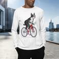 Boston Terrier Riding Bicycle Cute Bostie Biker Raglan Baseball Tee Men's Long Sleeve T-Shirt, gift for family, gift for coworker