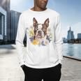 Floral Boston Terrier Men's Long Sleeve T-Shirt, gift for family, gift for coworker