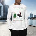 Ugly Christmas Tree Lights Xmas Santa Riding Boston Terrier Men's Long Sleeve T-Shirt, gift for family, gift for coworker