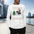 Xmas Tree Lighting Santa Riding Boston Terrier Christmas Men's Long Sleeve T-Shirt, gift for family, gift for coworker