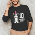 10 Years Old Birthday Boston Terrier Dog Lover 10th Party For Men Women Kids Men's Long Sleeve T-Shirt, novelty gifts, funny gifts