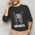 4th July Blue Heeler Dog Merica Patriotic USA Flag Cute Men's Long Sleeve T-Shirt, novelty gifts, funny gifts