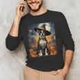 Aesthetic Halloween Boston Terrier Dog Witch Pumpkin For Men Women Kids Men's Long Sleeve T-Shirt, novelty gifts, funny gifts