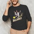 Ballaholic Boston Terrier Dog Chasing Bostie Ball Men's Long Sleeve T-Shirt, novelty gifts, funny gifts