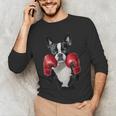 Boston Terrier Boxing Men's Long Sleeve T-Shirt, novelty gifts, funny gifts