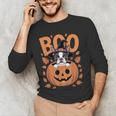 Boston Terrier Costume On Pumpkin Halloween Boston Terrier Men's Long Sleeve T-Shirt, novelty gifts, funny gifts