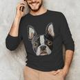Boston Terrier Cute Puppy Face Dog Lover Pet Owner Men's Long Sleeve T-Shirt, novelty gifts, funny gifts