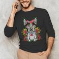 Boston Terrier Dia De Los Muertos Day Of The Dead Dog Skull For Men Women Kids Men's Long Sleeve T-Shirt, novelty gifts, funny gifts