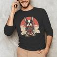 Boston Terrier Dog Japanese Style Samurai Dogs Men's Long Sleeve T-Shirt, novelty gifts, funny gifts