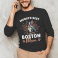 Boston Terrier Groovy World's Best Boston Mom Men's Long Sleeve T-Shirt, novelty gifts, funny gifts