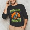 Boston Terrier Halloween Zombie American Gentleman Dog Lover Men's Long Sleeve T-Shirt, novelty gifts, funny gifts