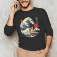 Boston Terrier Japanese Kanagawa Wave Surf Loyal Dog Men Women Kids Men's Long Sleeve T-Shirt, novelty gifts, funny gifts