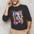 Boston Terrier Lover Pop Art Color Boston Terrier Dog For Men Women Girls Kids Men's Long Sleeve T-Shirt, novelty gifts, funny gifts