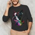 Boston Terrier Lovers Colorful Pop Art Boston Terrier Men's Long Sleeve T-Shirt, novelty gifts, funny gifts