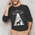 Boston Terrier Mom Dad Dog Alien UFO For Men Women Men's Long Sleeve T-Shirt, novelty gifts, funny gifts