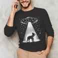 Boston Terrier Mom Dad Dog Alien UFO Men's Long Sleeve T-Shirt, novelty gifts, funny gifts