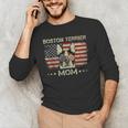 Boston Terrier Mom Dog Lovers American Flag 4th Of July Men's Long Sleeve T-Shirt, novelty gifts, funny gifts