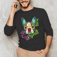 Boston Terrier In Red Day Of The Dead Sugar Skull Dog Men's Long Sleeve T-Shirt, novelty gifts, funny gifts