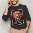 Boston Terrier Samurai Ninja Vintage Anime Japanese Ukiyo-e Men's Long Sleeve T-Shirt, novelty gifts, funny gifts