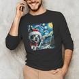 Boston Terrier Santa Starry Night Van Gogh Christmas Dog Men Women Kids Men's Long Sleeve T-Shirt, novelty gifts, funny gifts