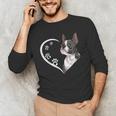 Boston Terrier Shirts For Women Girls Kids Heart Cute Men's Long Sleeve T-Shirt, novelty gifts, funny gifts