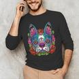Boston Terrier Sugar Skull Dog Day Of The Dead Men's Long Sleeve T-Shirt, novelty gifts, funny gifts