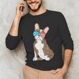 Brindle Boston Terrier Dog Patriotic Shirt USA Flag Men's Long Sleeve T-Shirt, novelty gifts, funny gifts