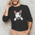 Bull Terrier Pocket Bull Terrier Peeking Out Pocket Men's Long Sleeve T-Shirt, novelty gifts, funny gifts